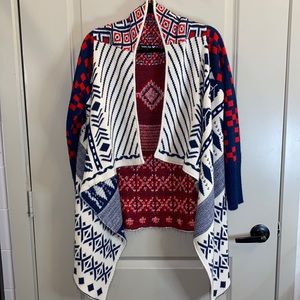 Double Zeo Red, White and blue cardigan sweater